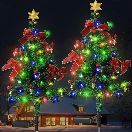 2X Solar Christmas Tree Lights LED Stake Lamp Garden Path Light Outdoor Decor