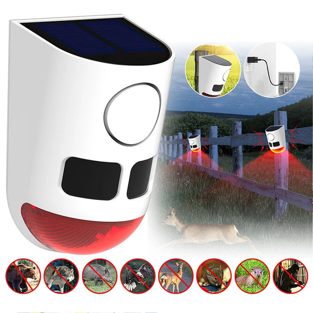 Solar Strobe Alarm Light Motion Sensor Siren 120dB