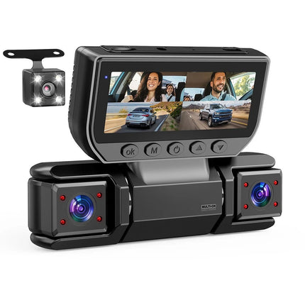 4 Ch Dash Cam 5GHz WiFi Front Rear and Inside with Night Vision G-Sensor for Car