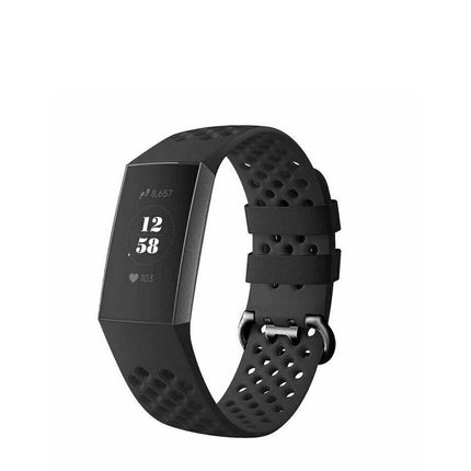 Fitbit Charge 3 4 Watch Soft Silicone Sports Replacement Band Wrist Strap Black