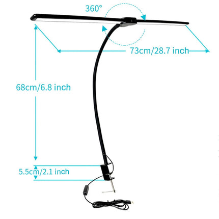 LED Desk Lamp with Clamp Extra Width Double Head Desk Lamp for Home Office