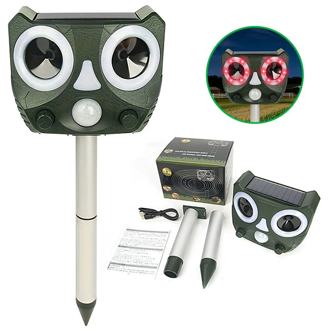 Solar Ultrasonic Bird Repeller Motion Sensor Animal & Pets Rat Possum Repellent