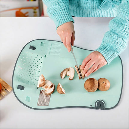 Blue Multi-purpose 6-in-1 Food Prep Board Portable Kitchen Cooking Tool