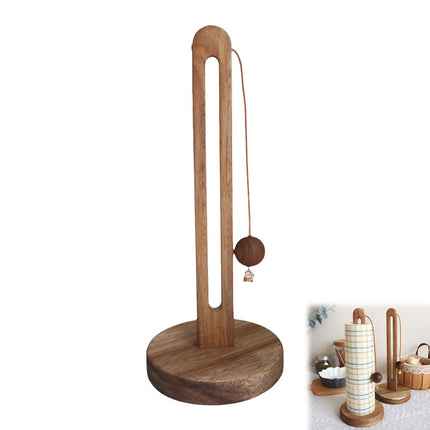 Kitchen Roll Paper Towel Holder Stand Wooden Roll Paper Storage Rack Non-Slip