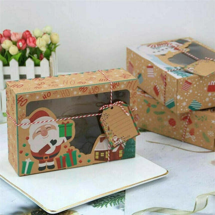 12pcs Christmas Candy Cookie Boxes Bakery Gift Boxes Cupcake Muffin Cake Box