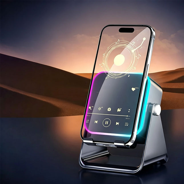 5-in-1 Wireless Induction Bluetooth Speaker Adjustable Phone Stand,Rechargeable