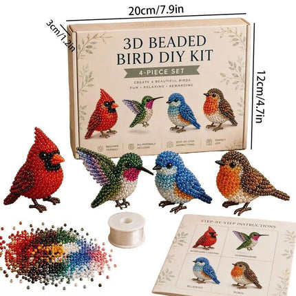 2026 Tiny 3D Beaded Animal DIY Kit, Cute Bird & Animal Beading Craft Set