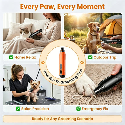 Pet Clippers Dog Cat Nail Claw Grooming Grinder Trimmer Electric Nail File Orange
