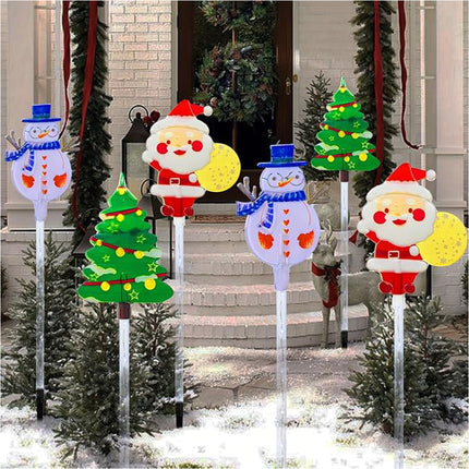 6PCS Solar Star Snowflake Lawn Stake Lights for Christmas Outdoor Yard Decor