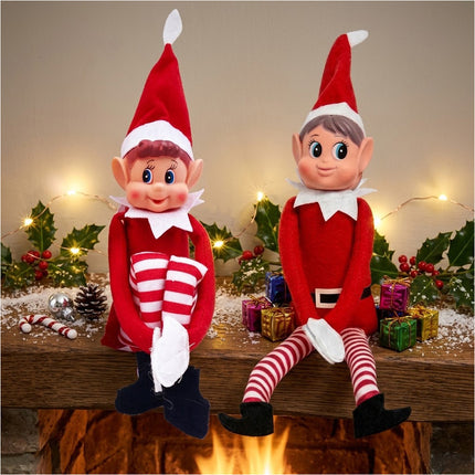 Naughty Elves Christmas Elf Red Doll Plush Toy Xmas Tree Decor Red