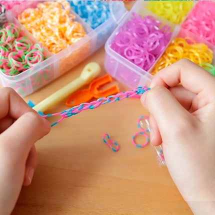 12000PCS Rainbow Loom Bands Rubber Bracelet Making Kit S Clips Beads DIY Toys