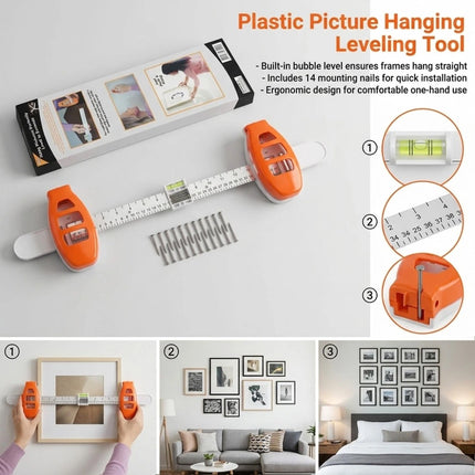 Level Ruler Picture Hanging Tool With Level Wall Mount Guide For Frames Artwork