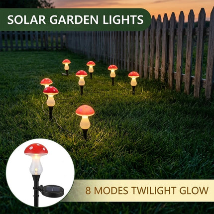 8Pcs Solar Mushroom Lights LED Fairy String Light Outdoor Garden Path Xmas Decor Lamp