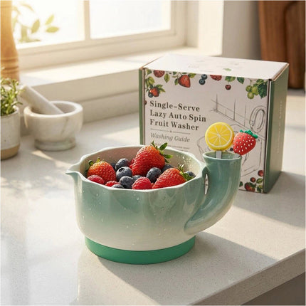 1Pcs Self Spinning Berry Washing Bowl Berry Bowls with Holes Washer Spinner+Fork