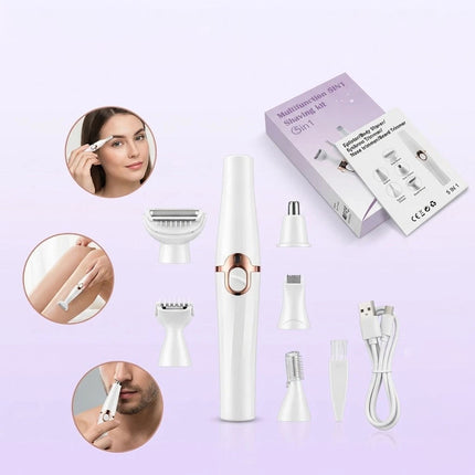 Electric Epilator and Eyebrow Trimmer 5-in-1 Grooming Kit USB Rechargeable 5V