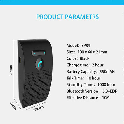 Car Bluetooth Handsfree Speaker Kit with Sun Visor Clip Mount Black Car Audio Receiver Clip-on Device