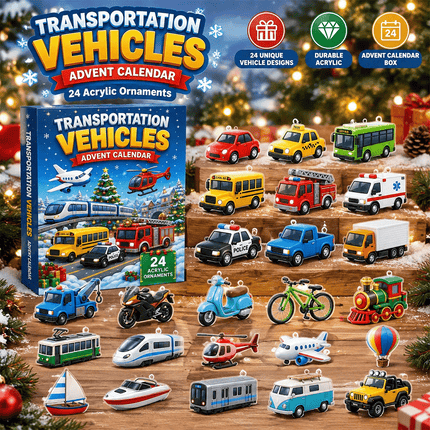 Transportation Vehicles Advent Calendar 2026,24 Day Christmas Countdown Calendar