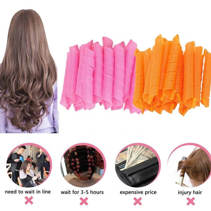 40Pcs Magic Hair Curler No Heat Leverage Curlers Formers Spiral Styling Rollers