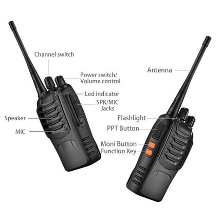 2pcs  Walkie-talkie UHF 400-470MHz Built in Flashlight + Earbud