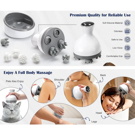 4 Heads Scalp Massager Electric Head Massage Muscle Relaxation Portable Massager