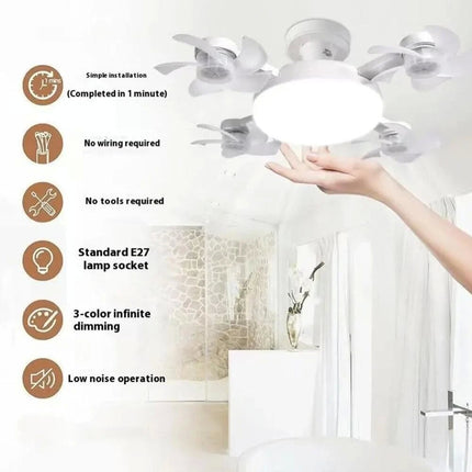 E27 LED Ceiling Fan Light Dimmer Function Ceiling Light Drone Shaped Fan 50cm