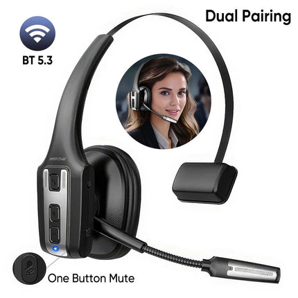 Bluetooth Headphones Noise Cancelling Microphone Trucker Bluetooth Headset