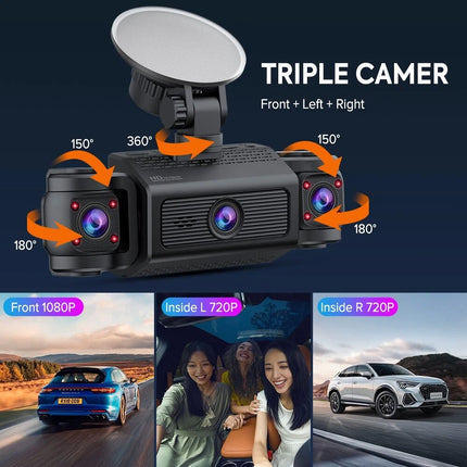 1080P Front and Rear Inside Car Dash Cam Night Vision Dash Camera Loop Recording