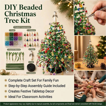 DIY Beaded Christmas Tree Kit, Handmade Colorful Bead Ornament Making Set