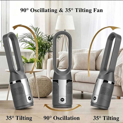Bladeless Tower Fan 3In1 CoolHot Purifier Remote Control Space Heater Airflow Purification Black