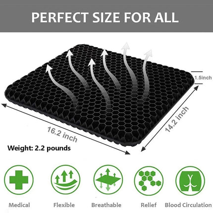 Double Layer Gel Honeycomb Seat Comfort Support Cushion Cooling Flex Pain Relief