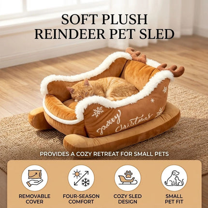 Dog Sleigh Bed, Santa Reindeer  Dog Bed,Christmas Sleigh-Shaped Dogs Beds AU