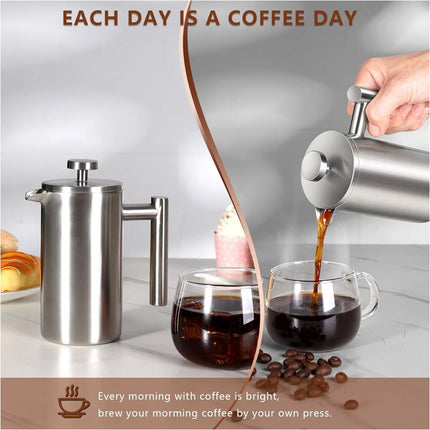 350ML Stainless Steel Cafetiere French Press Filter Coffee Plunger Pitcher