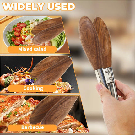 Walnut Wood Tong Versatile Kitchen Wooden Tong with Stainless Steel Handle