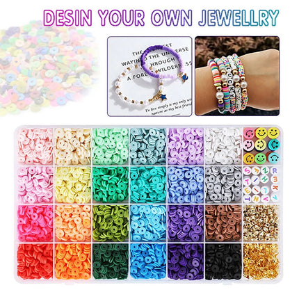 Clay Beads Bracelet Making Flat Polymer Heishi Jewellery Kit 3840pcs DIY Pack AU