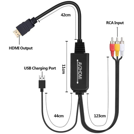 RCA to HDMI Converter AV 3RCA CVBS Composite to 1080P HDMI Adapter