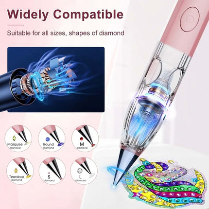 Cordless Electric Diamond Painting Pen Art Vacuum Pen Portable Rechargeable Pink