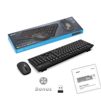 Aikun Bx2510 Wireless Keyboard and Mouse Combo Set 2.4G Cordless Optical for PC