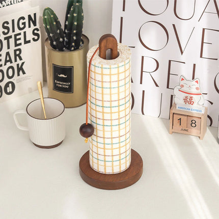Kitchen Roll Paper Towel Holder Stand Wooden Roll Paper Storage Rack Non-Slip