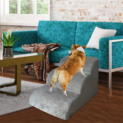 3 Tiers Foam Dog Ramp/Step/Stair Non-Slip Dog Steps Set for High Beds Or Couches