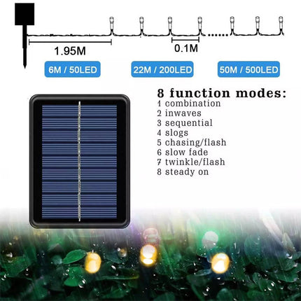 Solar Powered Christmas String Lights Outdoor Waterproof LED Garden Warm White