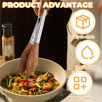 Walnut Wood Tong Versatile Kitchen Wooden Tong with Stainless Steel Handle