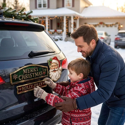 Christmas Car Plaque Set, Holiday Car Emblems Badges for Smooth Body Trim