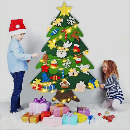 Felt Christmas Tree Set DIY with 32pcs Removable Ornaments Xmas Hand Craft Decor