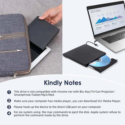 USB 3.0 External DVD CD VCD Writer Burner Reader Player Optical Drive for Laptop
