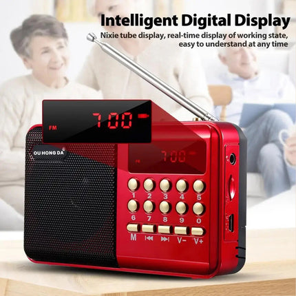 Rechargeable Mini FM Radio MP3 Player USB TF SD Card Portable Speaker Red