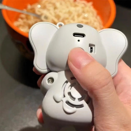 Rechargeable Cute Animal Fans,Cooling Clip-On Mini Fan for Cup & Bowl    （Elephant）