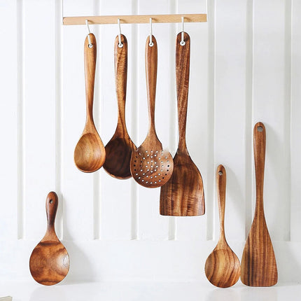 Wooden Utensils Set For Kitchen Messon Handmade Natural Wooden Cooking Spoons