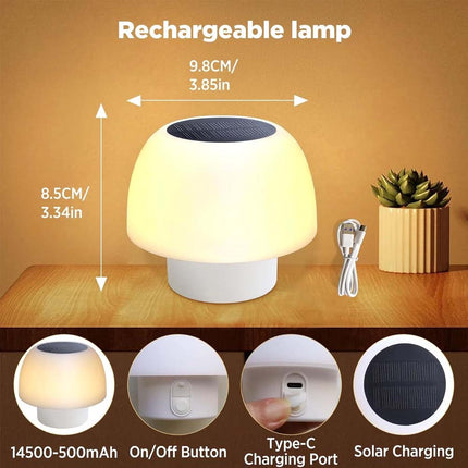 Solar & USB Rechargeable LED Table Lamp Portable Night Light
