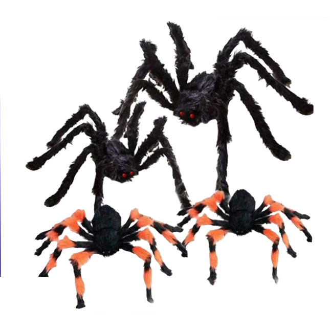 4Pcs Giant Spider Halloween Decoration Haunted House Prop Indoor Outdoor Party