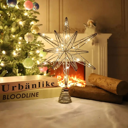 LED Christmas Tree Topper Star Xmas Tree Light Ornaments Party Tree Decor